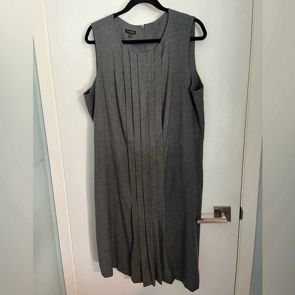 Talbots Gray Sleeveless Pleated Midi Dress